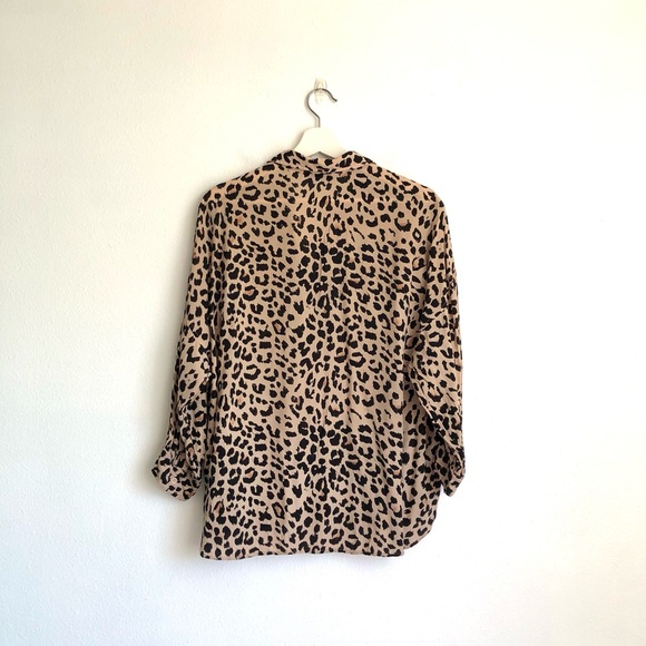 & Other Stories Tan Brown / Black Leopard Print Button Up Shirt Top Size US 4 - Picture 5 of 10